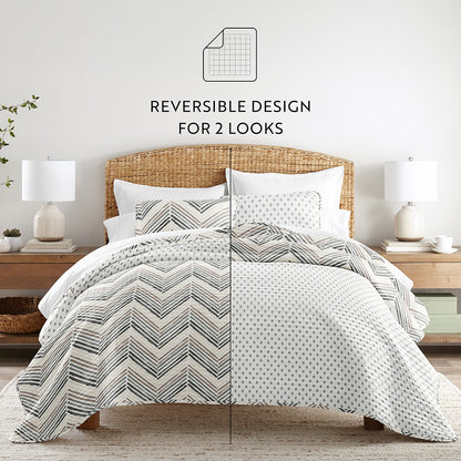 Diamond Chevron Reversible Quilted Coverlet Set (Sale) - Linens And Hutch