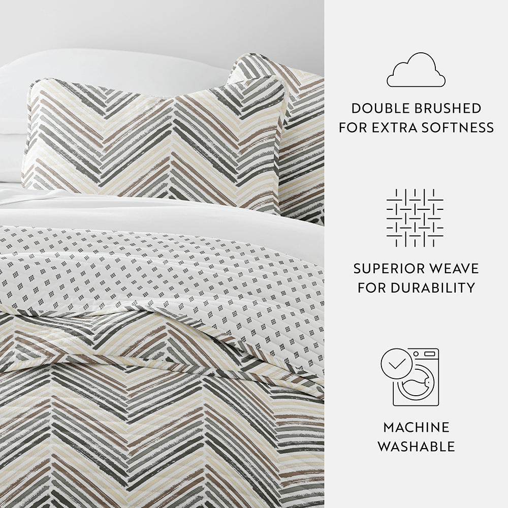 Diamond Chevron Reversible Quilted Coverlet Set (Sale) - Linens And Hutch