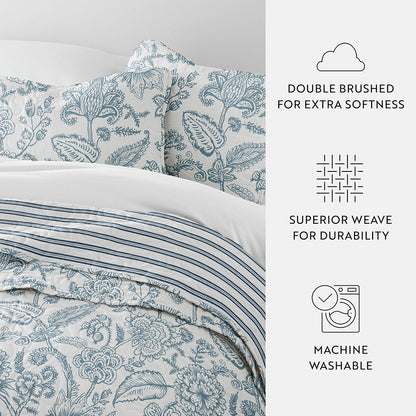 Jacobean/Stripe Reversible Quilted Coverlet Set - Sale - Linens And Hutch