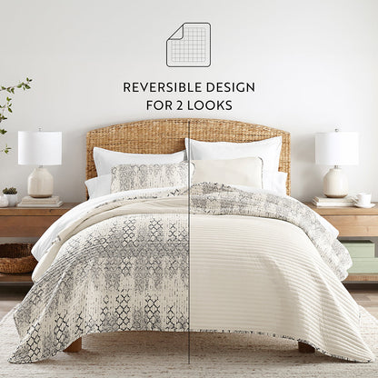 Distressed Aztec Reversible Quilted Coverlet Set (Sale) - Linens And Hutch