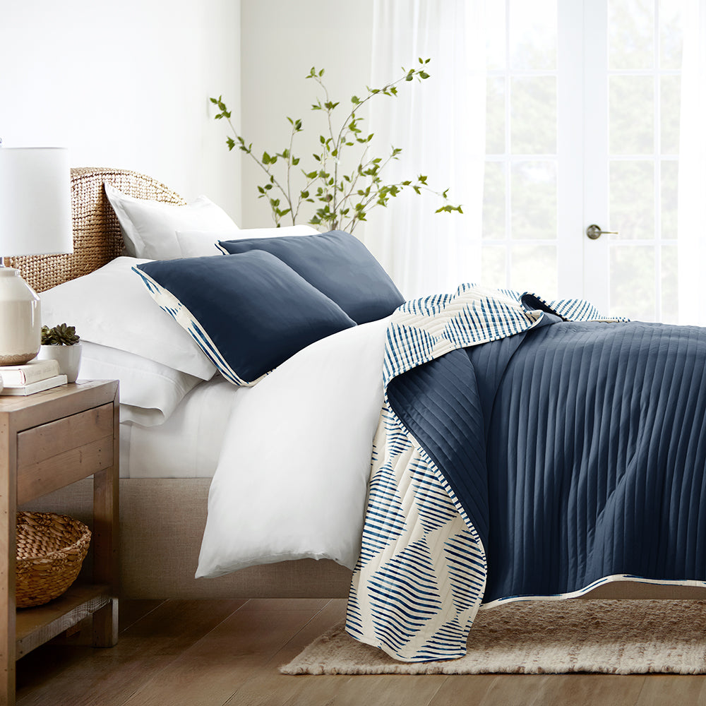 Distressed Diamond Reversible Quilted Coverlet Set (Sale) - Linens And Hutch