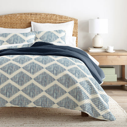 Distressed Diamond Reversible Quilted Coverlet Set (Sale) - Linens And Hutch