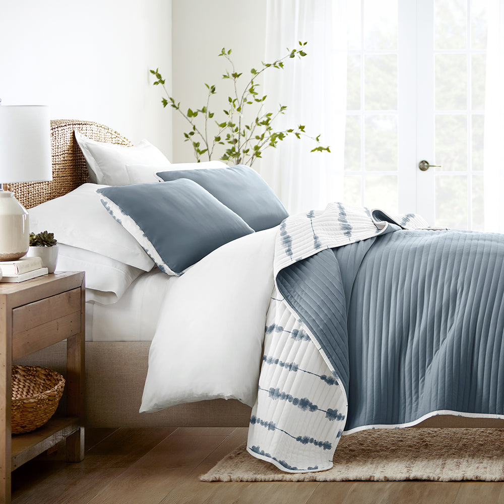 Shibori Reversible Quilted Coverlet Set (Sale) - Linens And Hutch