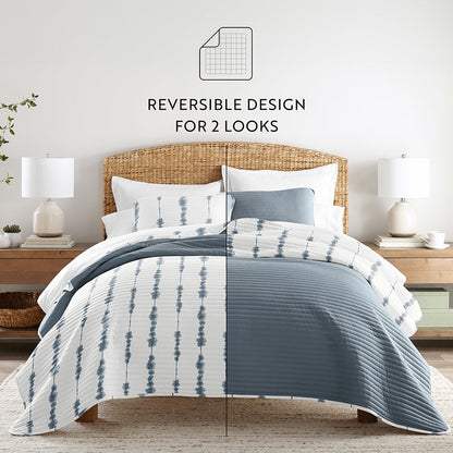 Shibori Reversible Quilted Coverlet Set (Sale) - Linens And Hutch