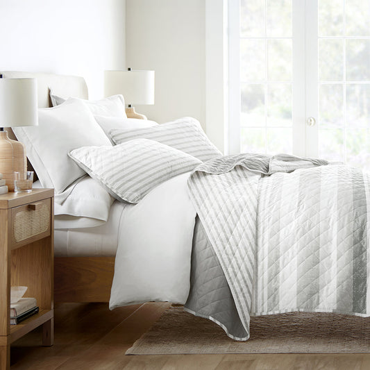 Summer Stripes Reversible Quilted Coverlet Set (Sale) - Linens And Hutch