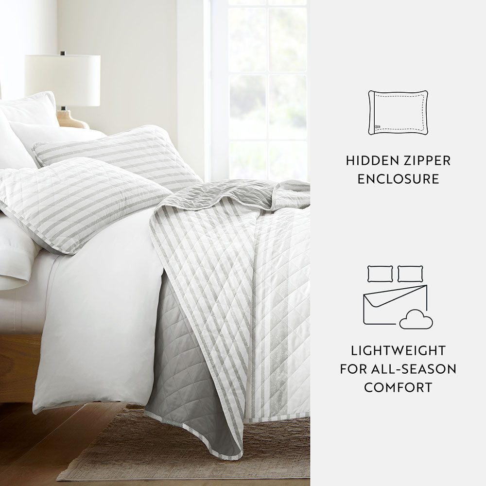 Summer Stripes Reversible Quilted Coverlet Set (Sale) - Linens And Hutch