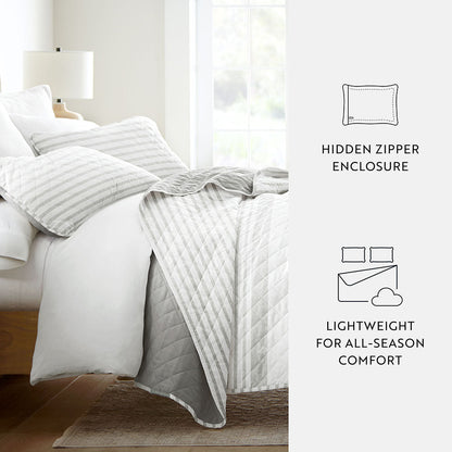 Summer Stripes Reversible Quilted Coverlet Set (Sale) - Linens And Hutch