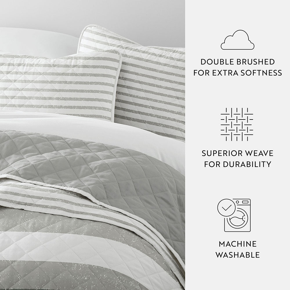 Summer Stripes Reversible Quilted Coverlet Set (Sale) - Linens And Hutch