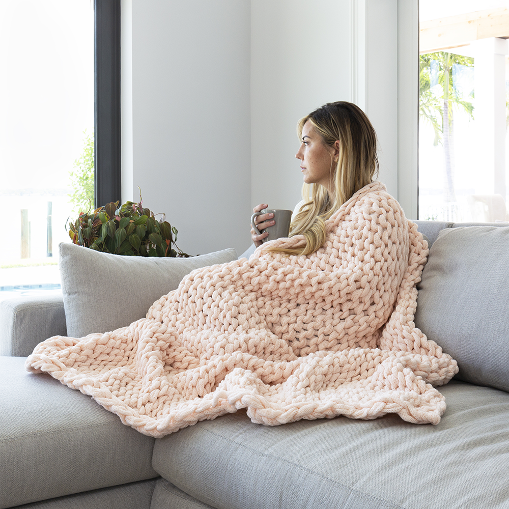 Blush knit blanket sale