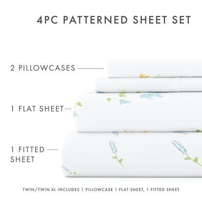 Bluebirds Pattern 4-Piece Sheet Set (Sale) - Linens And Hutch