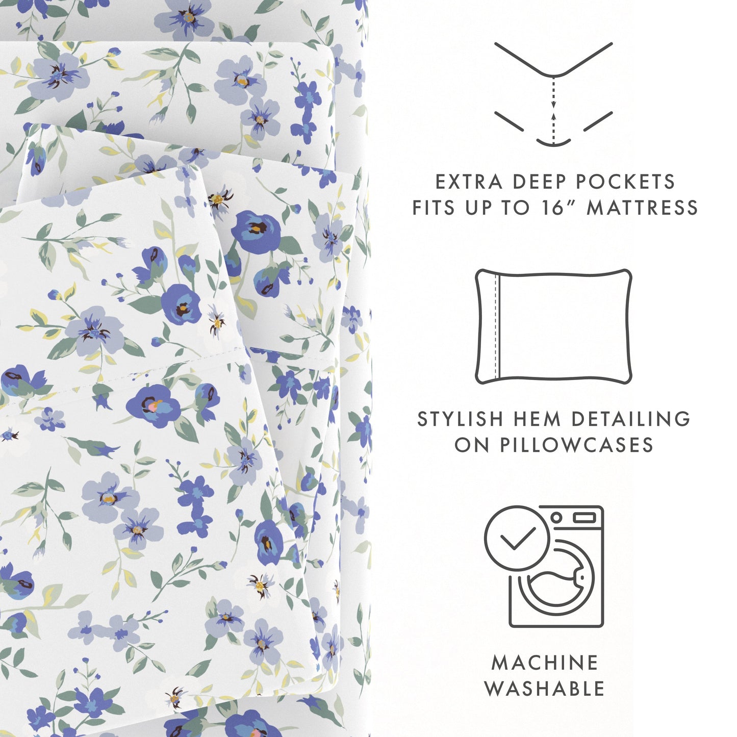 Blossoms Pattern 4-Piece Sheet Set (Sale) - Linens And Hutch