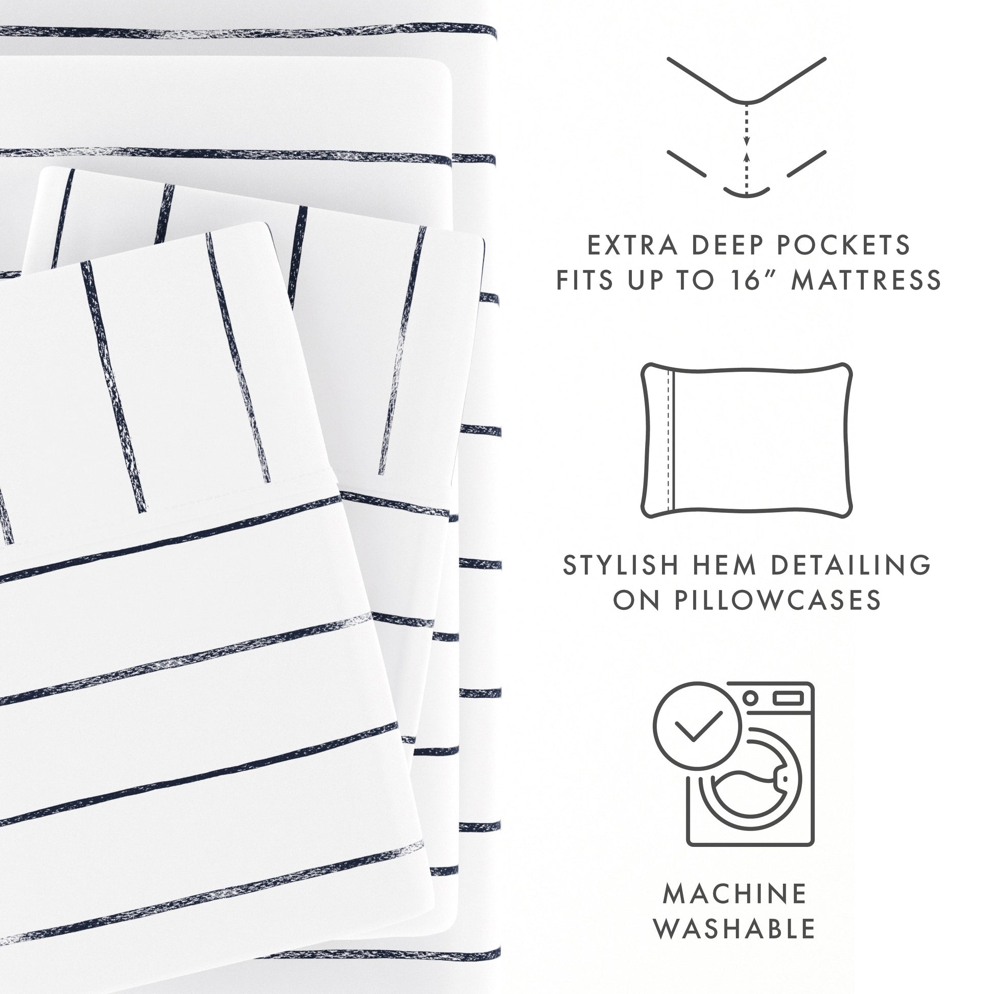 Distressed Field Stripe Pattern 4-Piece Sheet Set (Sale) - Linens And Hutch