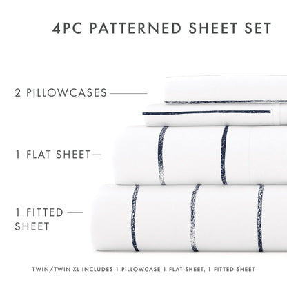 Distressed Field Stripe Pattern 4-Piece Sheet Set (Sale) - Linens And Hutch