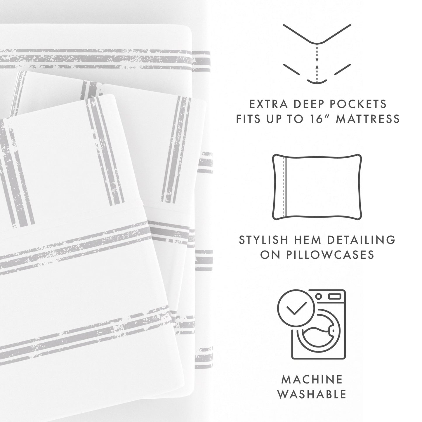 Distressed Line Pattern 4-Piece Sheet Set (Sale) - Linens And Hutch