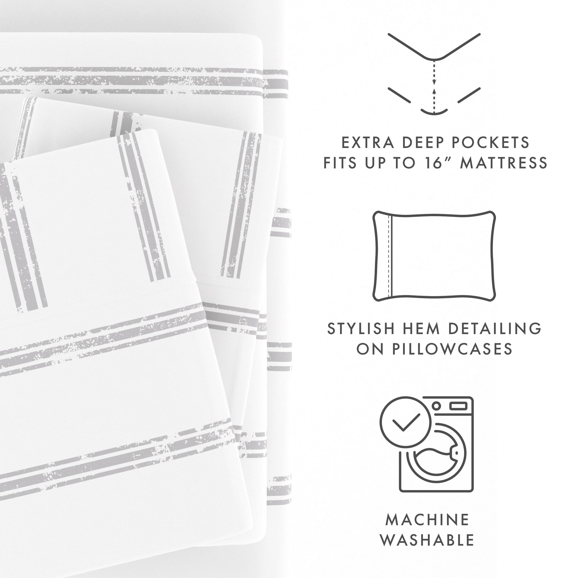 Distressed Line Pattern 4-Piece Sheet Set (Sale) - Linens And Hutch