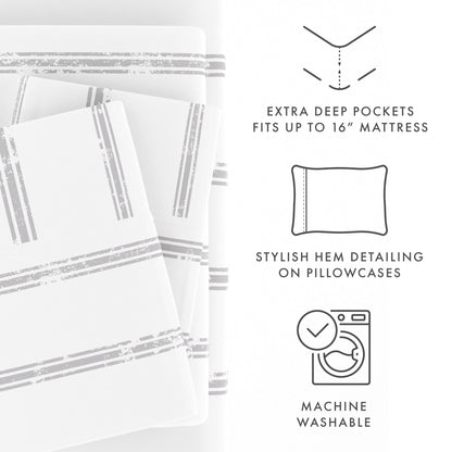 Distressed Line Pattern 4-Piece Sheet Set (Sale) - Linens And Hutch