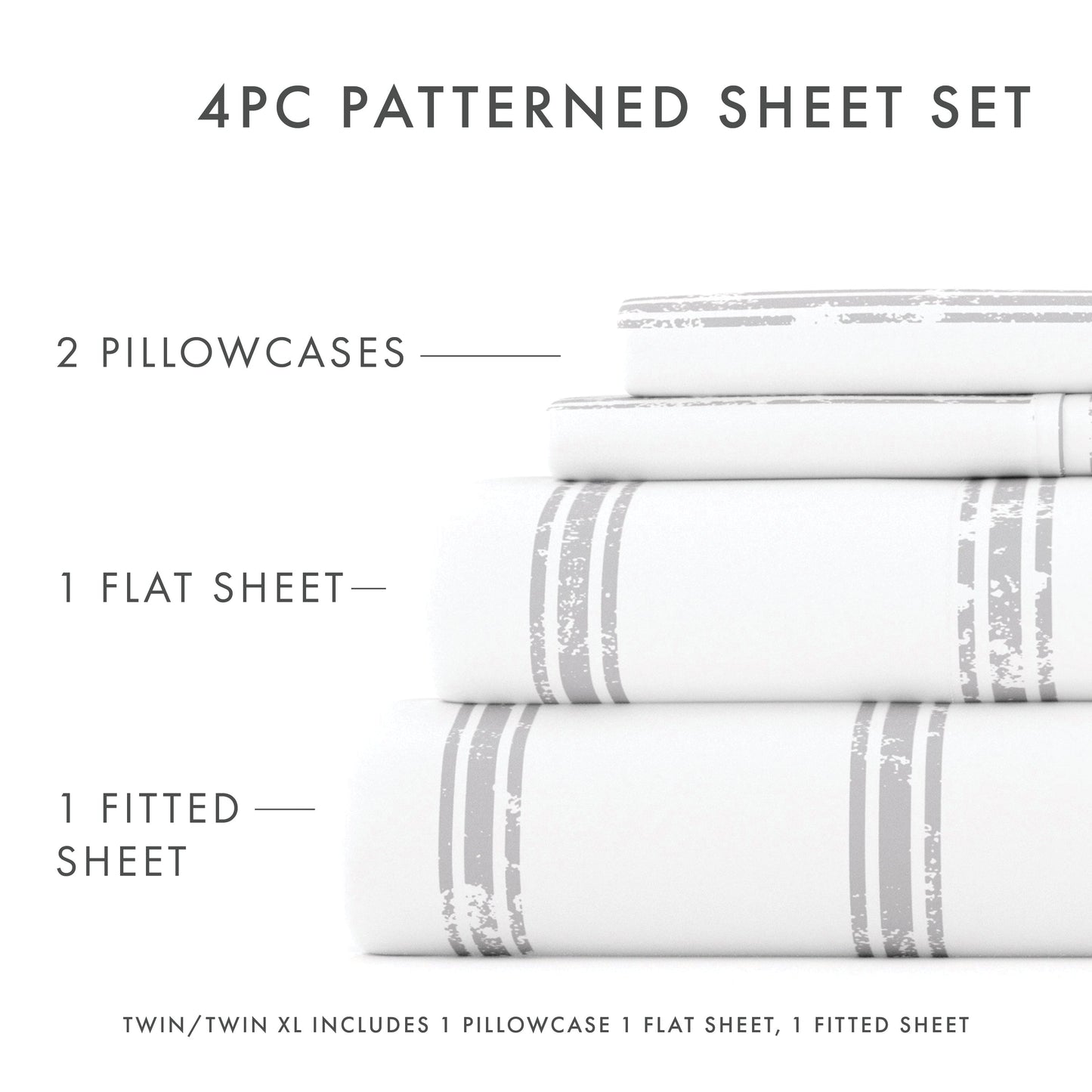 Distressed Line Pattern 4-Piece Sheet Set (Sale) - Linens And Hutch