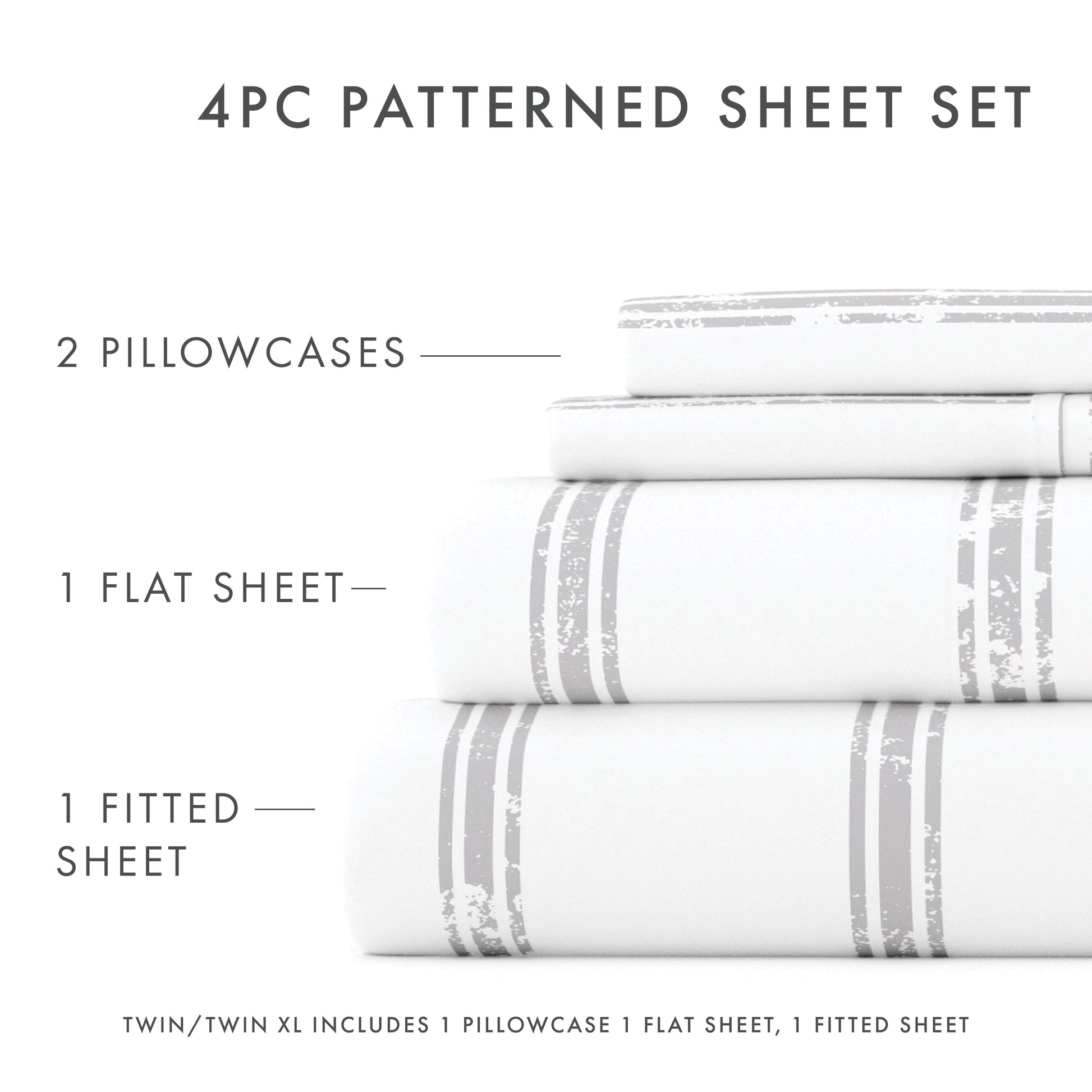 Distressed Line Pattern 4-Piece Sheet Set (Sale) - Linens And Hutch