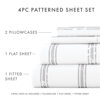 Distressed Line Pattern 4-Piece Sheet Set (Sale) - Linens And Hutch