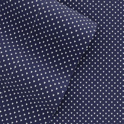 Navy, My Heart Pattern 4-Piece Sheet Set