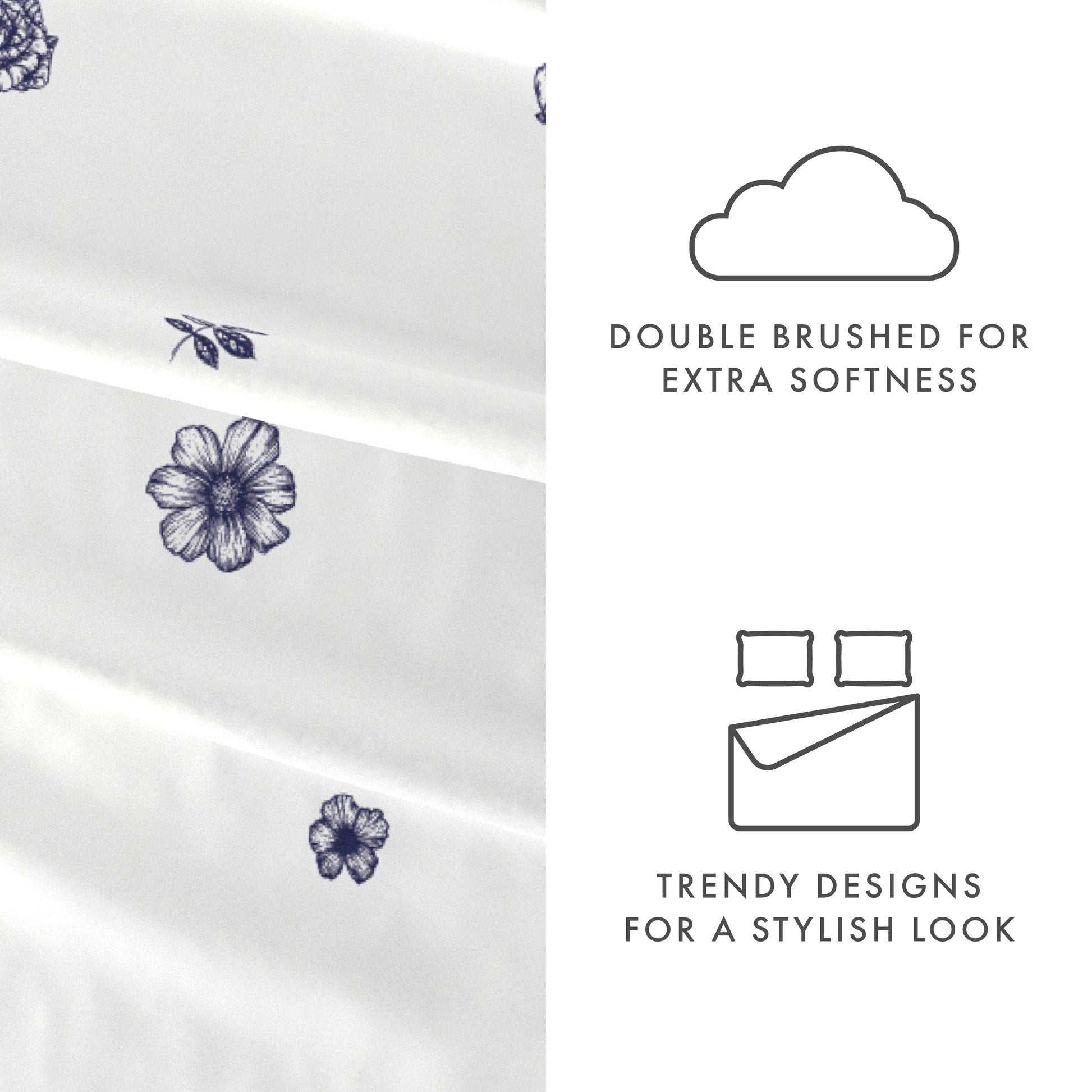 Indigo Flowers Pattern 4-Piece Sheet Set (Sale) - Linens And Hutch