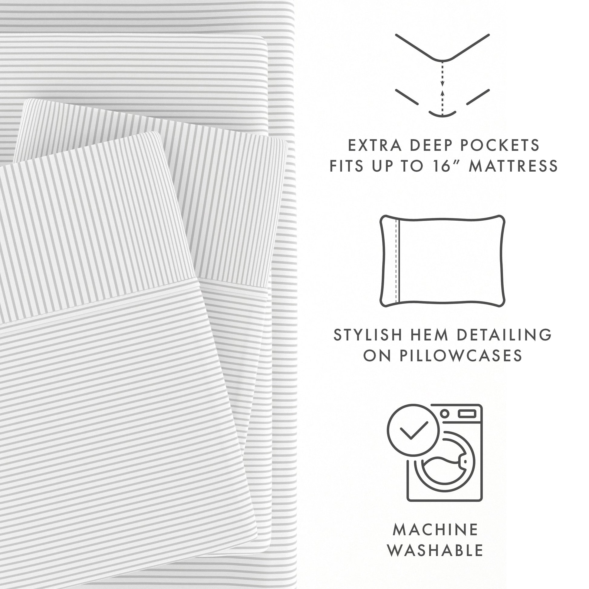 Pinstriped Pattern 4-Piece Sheet Set (Sale) - Linens And Hutch