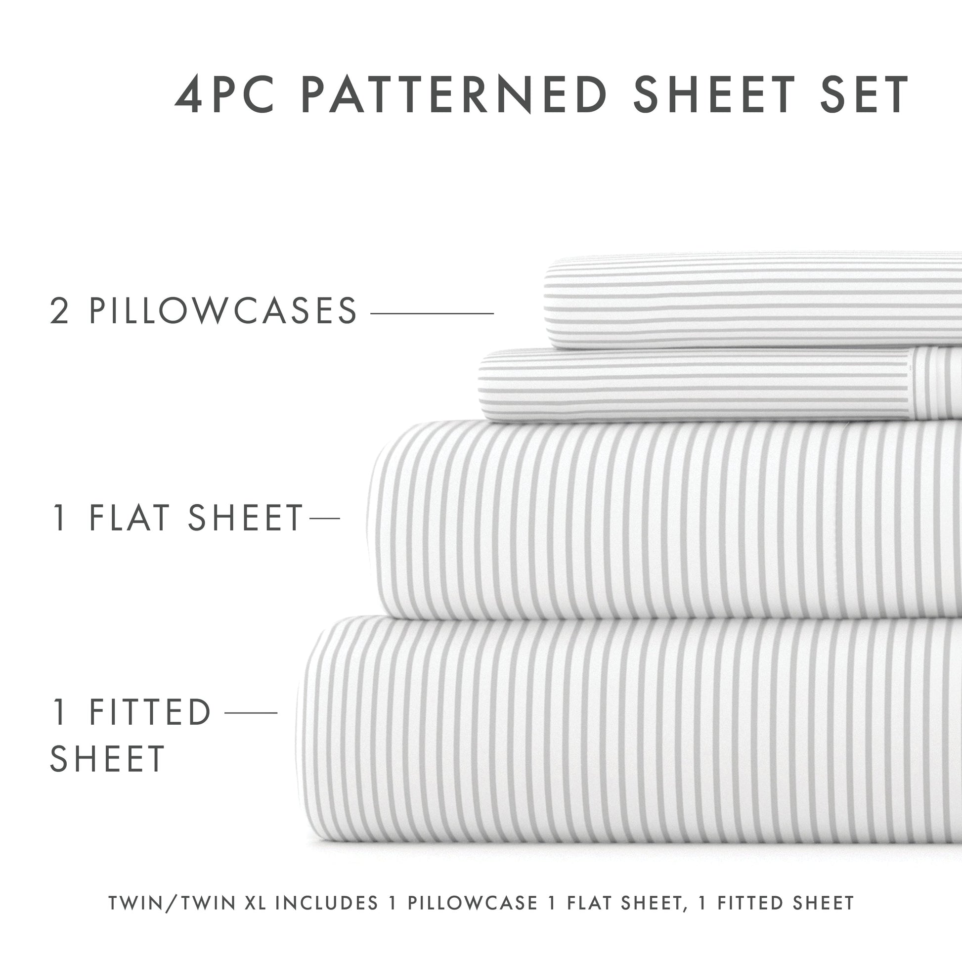Pinstriped Pattern 4-Piece Sheet Set (Sale) - Linens And Hutch
