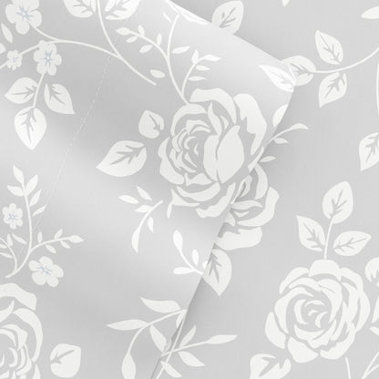 Rose Gray Pattern 4-Piece Sheet Set (Sale) - Linens And Hutch