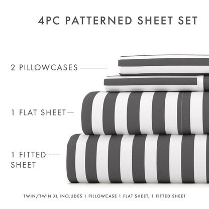 Ribbon Pattern 4-Piece Sheet Set (Sale) - Linens And Hutch