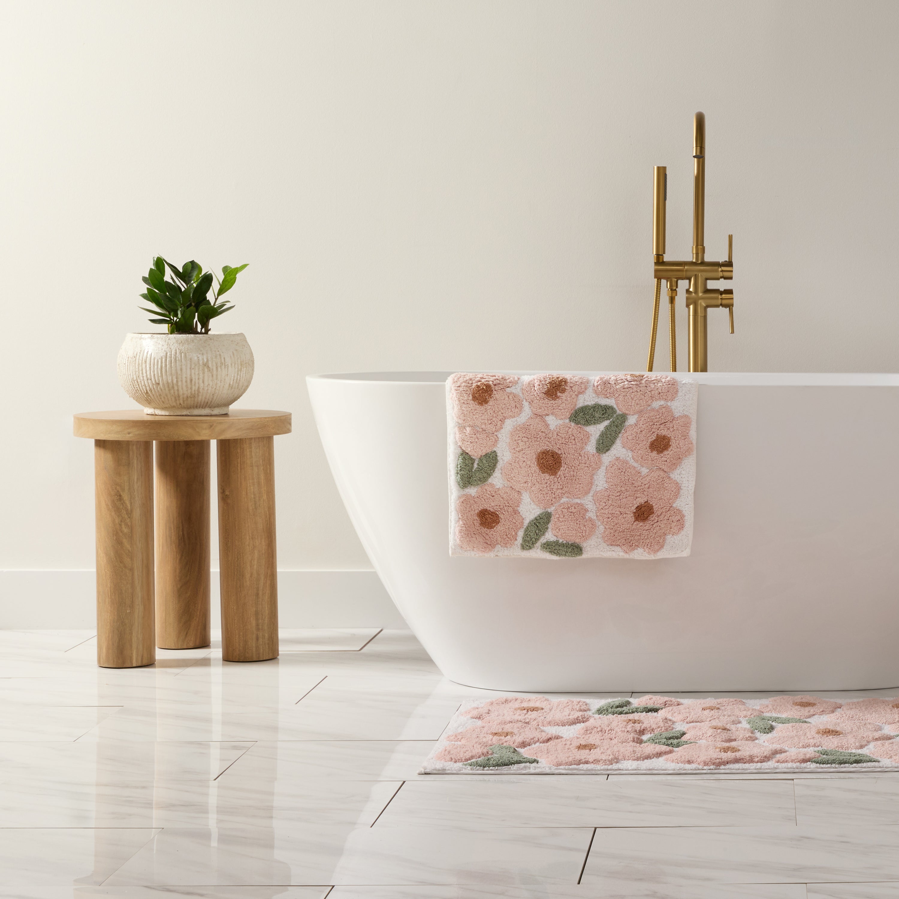 100% Cotton Blossoms Patterned Bath Mat | Linens & Hutch – Linens And Hutch