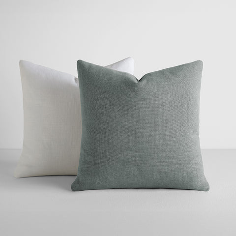 Solid White Linen Accent Pillows