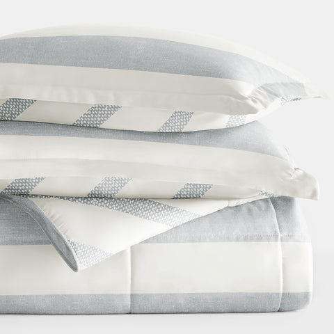 Distressed Stripe Reversible Down-Alternative Comforter Set