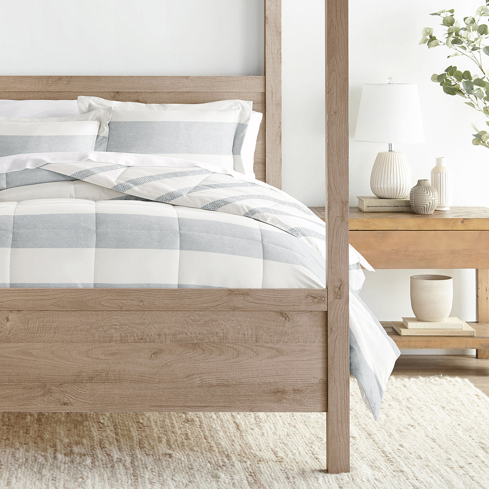 Distressed Stripe Reversible Down-Alternative Comforter Set (Sale) - Linens And Hutch