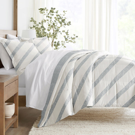 Distressed Stripe Reversible Down-Alternative Comforter Set (Sale) - Linens And Hutch