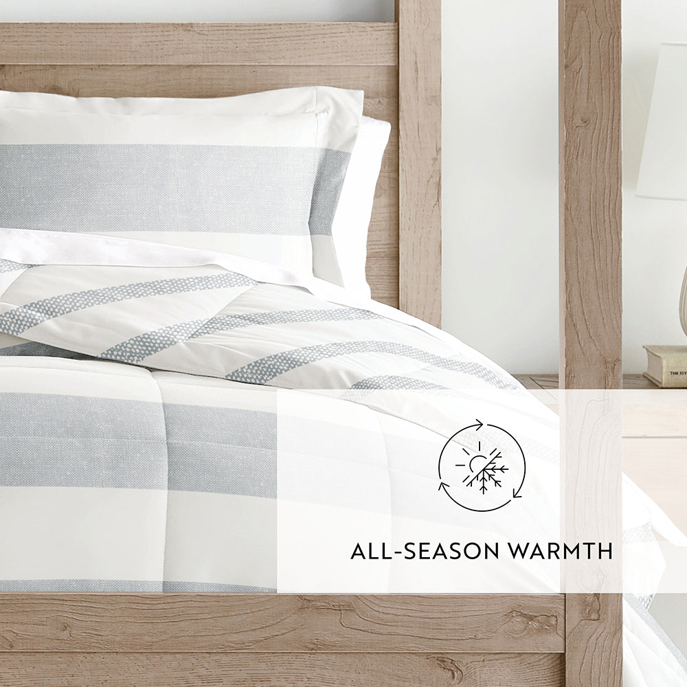 Distressed Stripe Reversible Down-Alternative Comforter Set (Sale) - Linens And Hutch