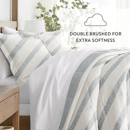 Distressed Stripe Reversible Down-Alternative Comforter Set (Sale) - Linens And Hutch