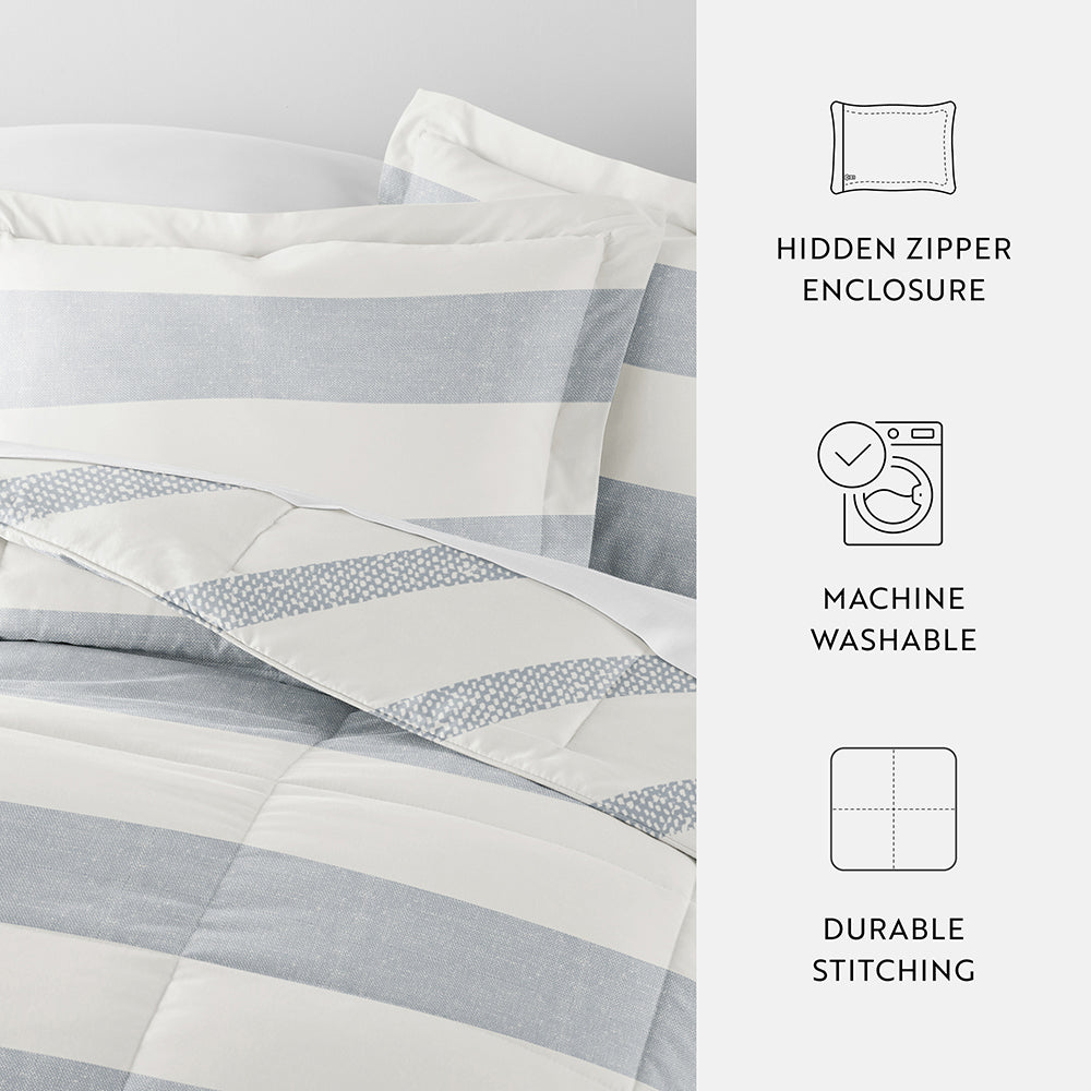 Distressed Stripe Reversible Down-Alternative Comforter Set (Sale) - Linens And Hutch