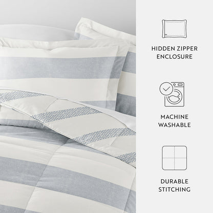 Distressed Stripe Reversible Down-Alternative Comforter Set (Sale) - Linens And Hutch