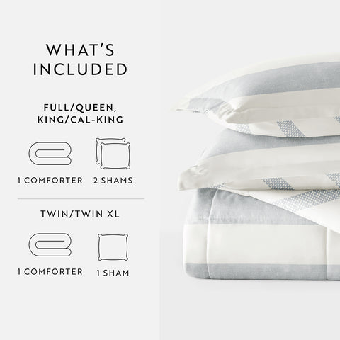 Distressed Stripe Reversible Down-Alternative Comforter Set