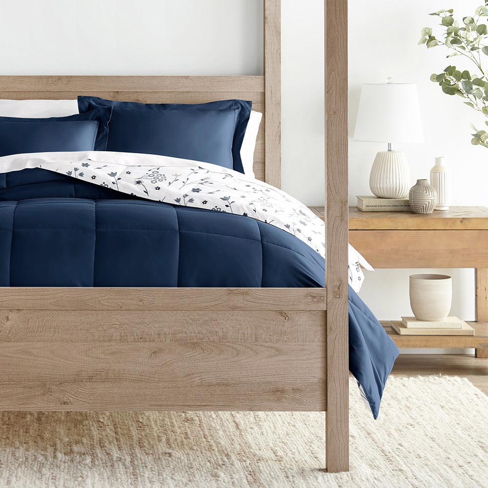 Forget Me Not Reversible Down-Alternative Comforter Set (Sale) - Linens And Hutch
