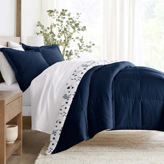 Forget Me Not Reversible Down-Alternative Comforter Set (Sale) - Linens And Hutch