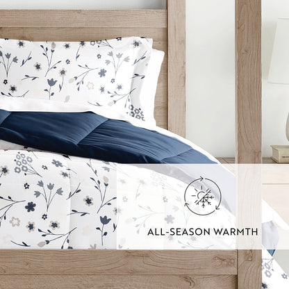 Forget Me Not Reversible Down-Alternative Comforter Set (Sale) - Linens And Hutch