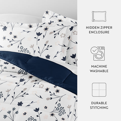 Forget Me Not Reversible Down-Alternative Comforter Set