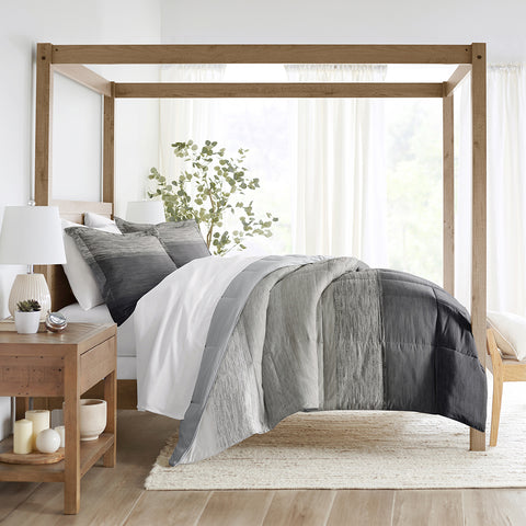 Gray Ombre Reversible Down-Alternative Comforter Set