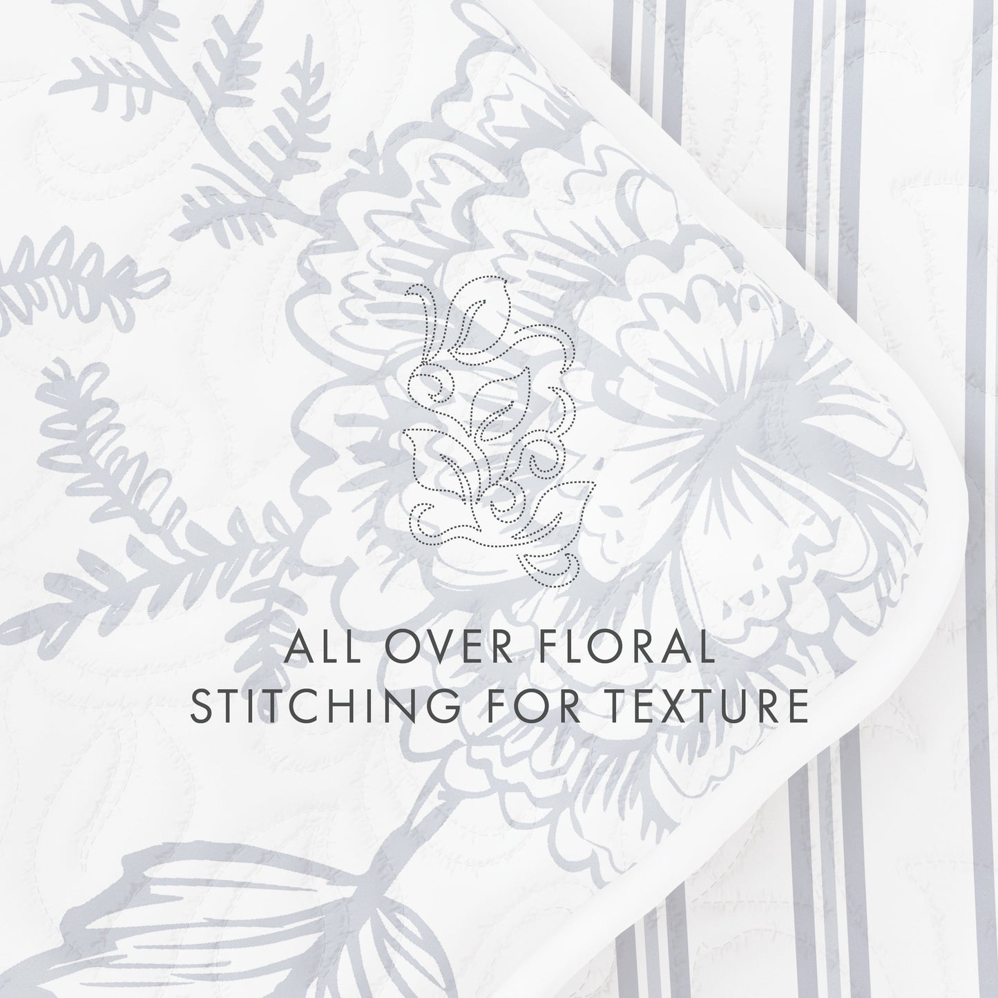 Sale - Jacobean/Stripe Reversible Quilted Coverlet Set - Linens And Hutch