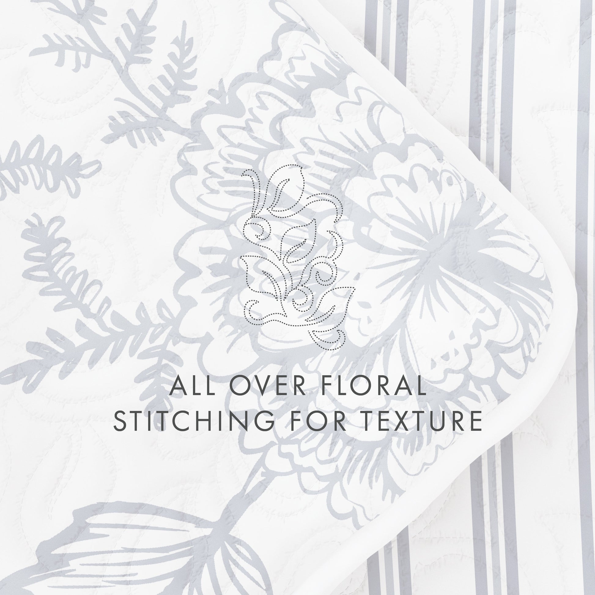 Sale - Jacobean/Stripe Reversible Quilted Coverlet Set - Linens And Hutch