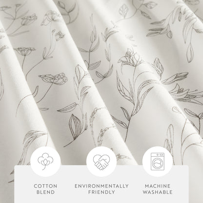 Linear Flowers Patterned Shower Curtain