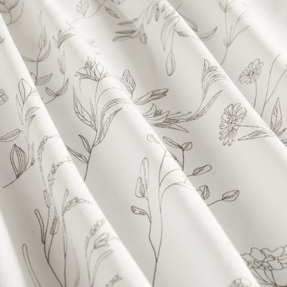 Linear Flowers Patterned Shower Curtain