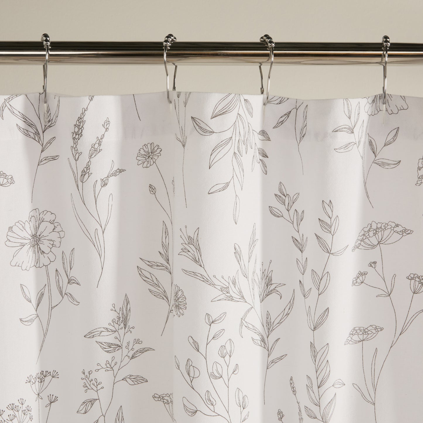 Linear Flowers Patterned Shower Curtain