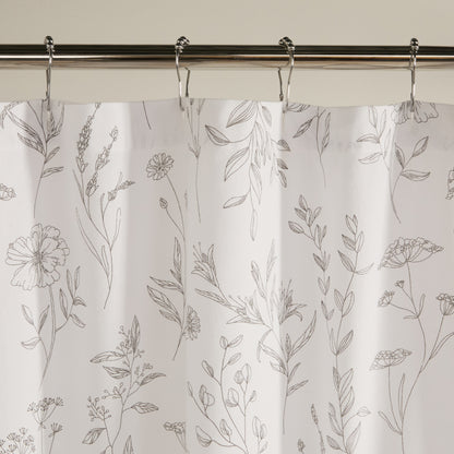 Linear Flowers Patterned Shower Curtain